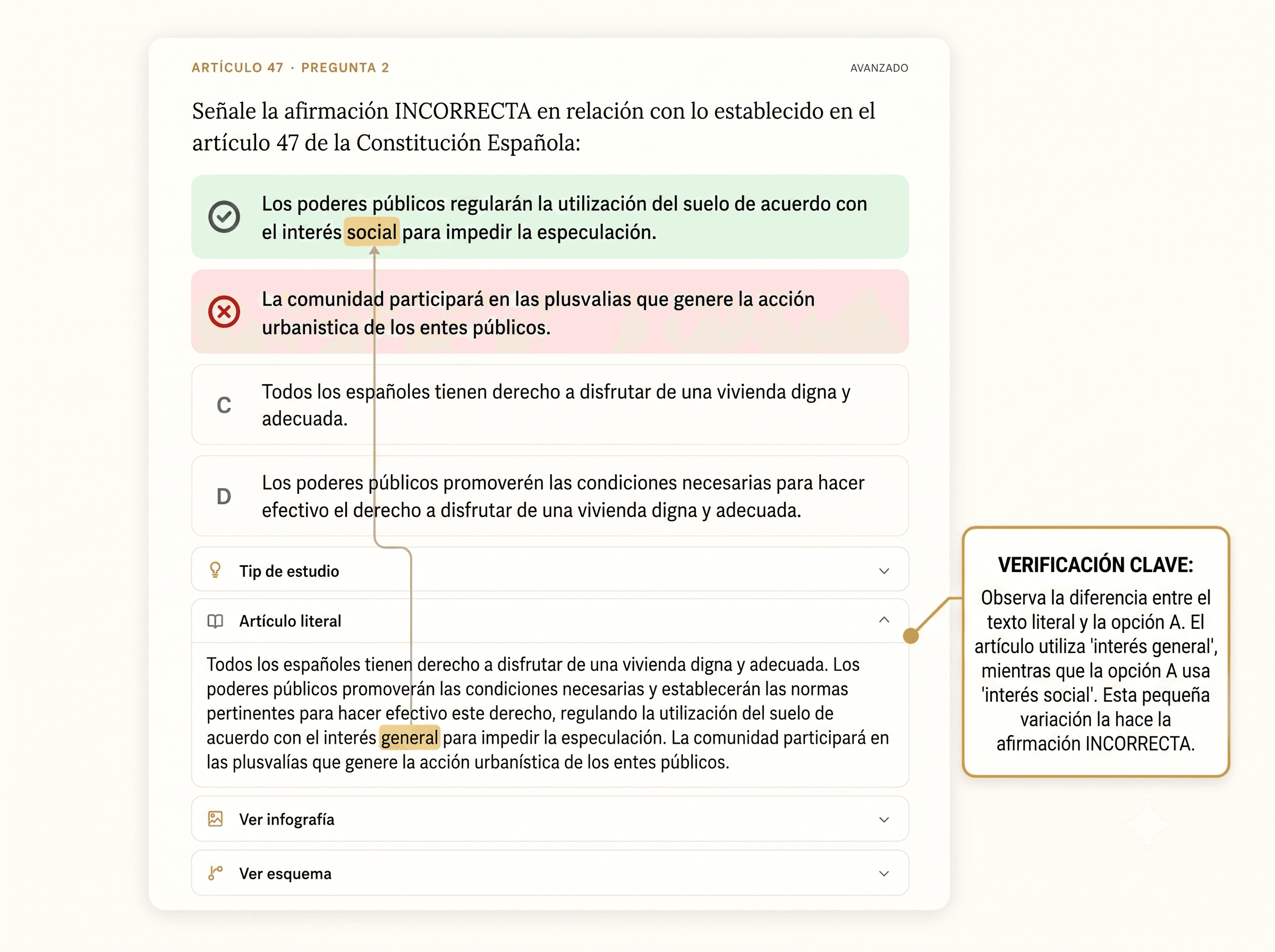 Captura de corrección con artículo literal